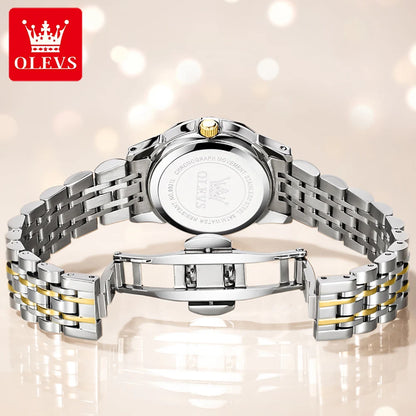 OLEVS 9931 Men’s Quartz Wristwatch – Luxury Diamond-Style Dial, Dual Calendar, Waterproof Design & Stainless Steel Strap