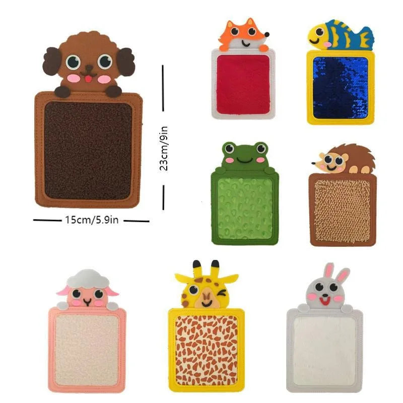 Ensemble de tapis sensoriels en feutre – Tapis d'apprentissage texturés avec animaux de dessin animé pour la maternelle et le développement sensoriel