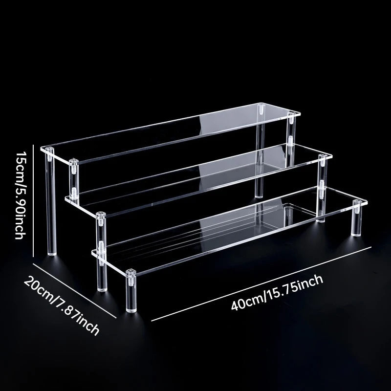Support d'affichage en acrylique – Présentoir organisateur transparent à 1-5 niveaux pour parfums, poupées, figurines et objets de collection