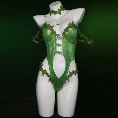 Anime Fairy Elf Cosplay Costume – Women’s Sleeveless Bodysuit Set with Socks & Necklace (Halloween/Carnival Party Roleplay Outfit)