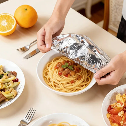 30/50PCS Reusable Stretch Foil Food Covers – Elastic Aluminum Foil Wraps for Bowls, Plates & Food Storage, Kitchen Freshness Covers