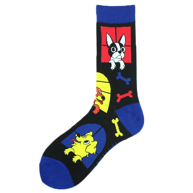 Funny Cotton Novelty Crew Socks – Alien, Planet, Shark, Dinosaur, Skateboard & Math Designs for Men & Women