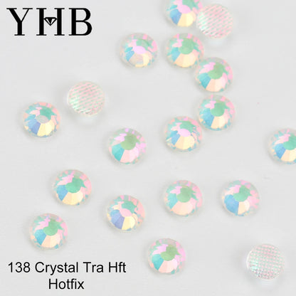 Pedrería Termoadhesiva Blanca Seda Mocca YHB – Cristales Premium de Espalda Plana para Zapatos, Bolsos, Ropa, Joyería y Manualidades DIY