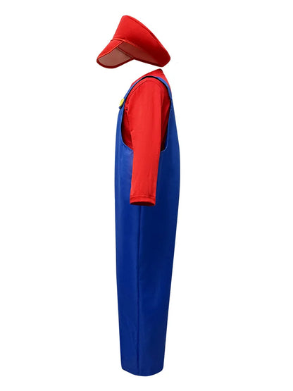 Plumber Cosplay Costume Bodysuit – Children’s Overalls Outfit for Boys & Girls Stage Performance, Anime Roleplay & Funny Party Wear