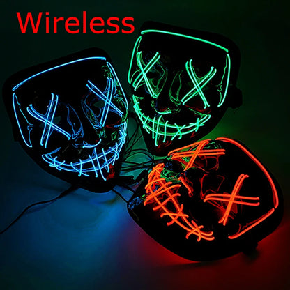 Masque LED sans fil Purge – Masque néon lumineux pour Halloween, fêtes et festivals