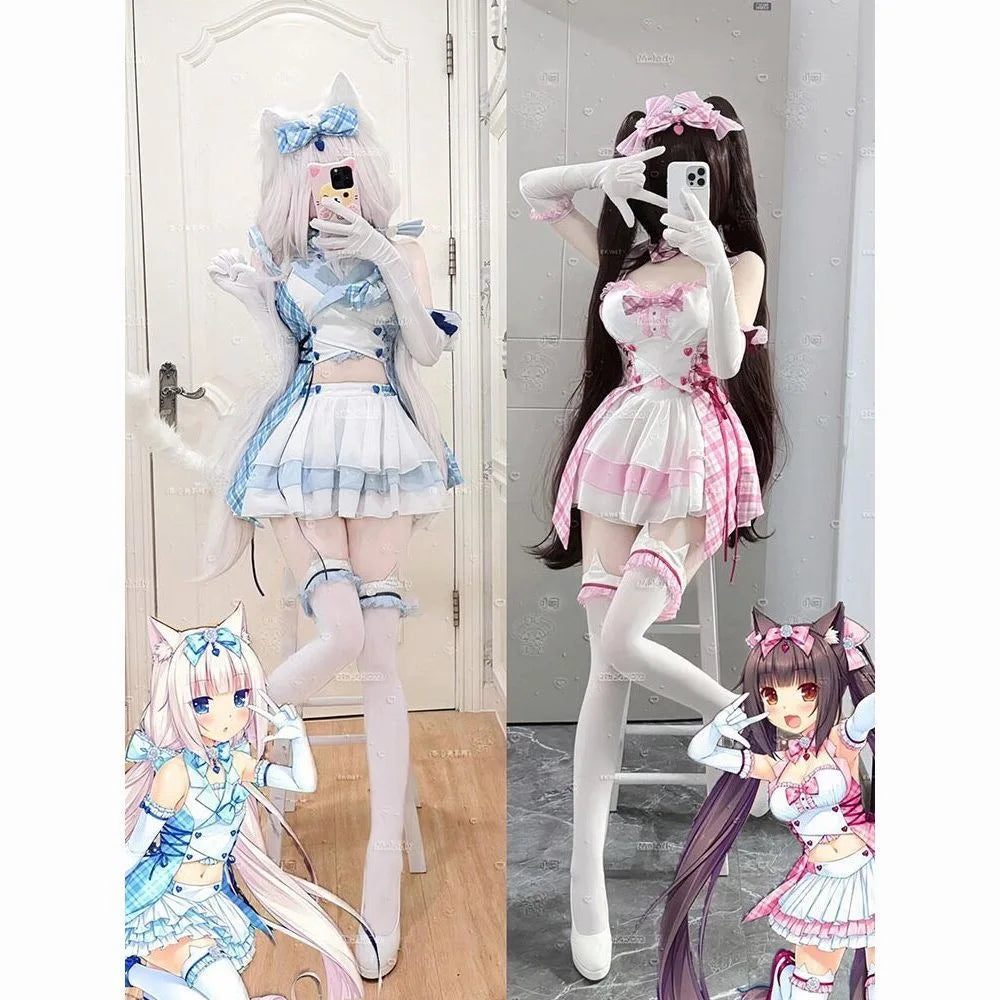 Chocola Catgirl Maid Cosplay Costume – Idol Halloween Dress (Anime Theatrical Outfit)