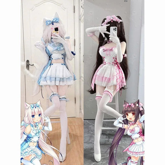 Disfraz de Cosplay de Mucama Gata Chocola – Vestido de Ídolo para Halloween (Traje Teatral de Anime)