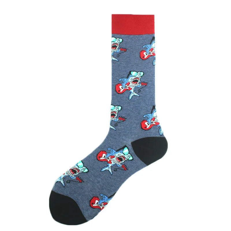 Funny Cotton Novelty Crew Socks – Alien, Planet, Shark, Dinosaur, Skateboard & Math Designs for Men & Women