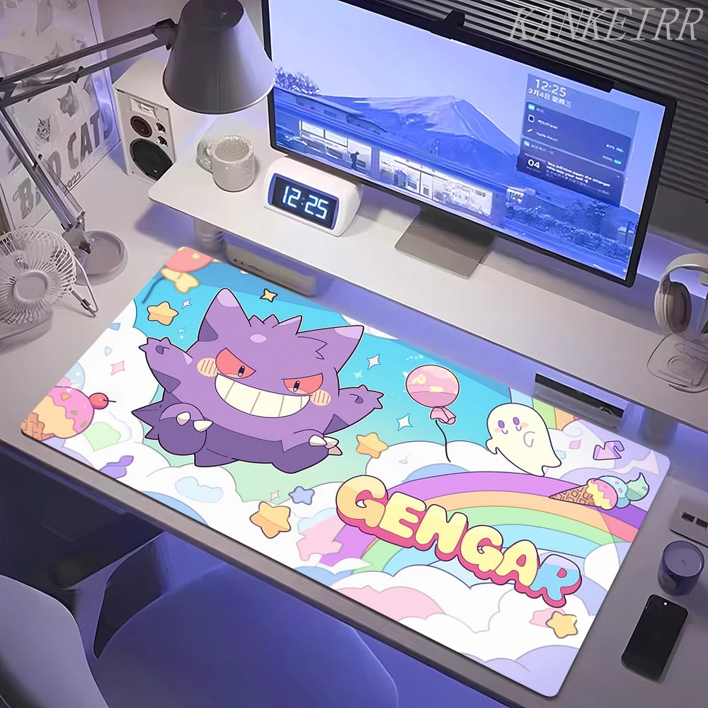 XXL Pokémon Gengar Purple Gaming Mouse Pad – Extended Kawaii Desk Mat (900×400 Keyboard & Mouse Rug for PC & Laptop Setup)