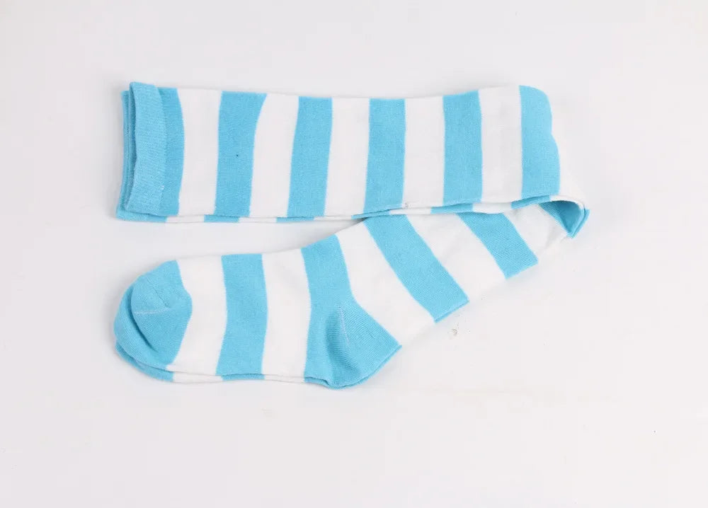 Thigh High Socks Women Over Knee Striped Polka Dot Stockings Black White Pink Lolita Cosplay Harajuku Y2K Kawaii