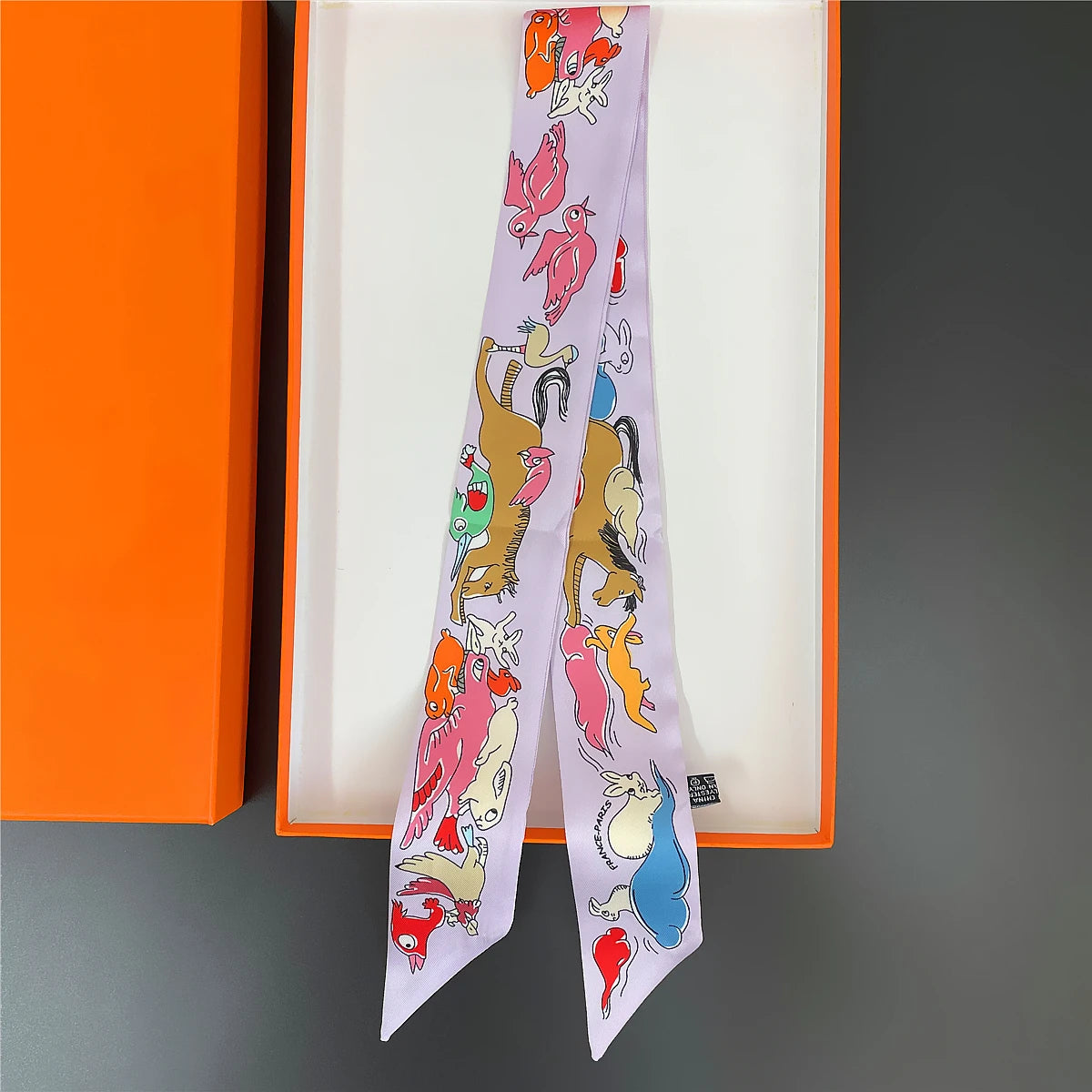 Pañuelo estrecho de sarga de seda 100 % de lujo para mujer, diseño de marca, pañuelo para bolso, pañuelo para el cuello, diadema para el pelo