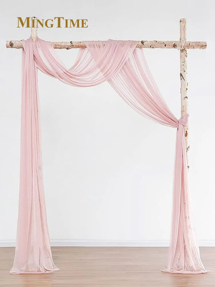Blush Pink Chiffon Wedding Arch Drape – 6M/10M Sheer Fabric Curtain for Ceremony & Party Backdrops