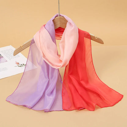 Women's Printed Chiffon Scarf Shawl – Lightweight Silk-Feel Long Wrap for Beach, Travel & Outdoor Wear, Fashion Headband Accessory