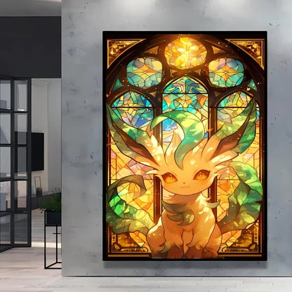 Pokémon Bulbasaur & Pikachu Canvas Wall Art – Bright Garden Themed Cartoon Home Living Room Decor