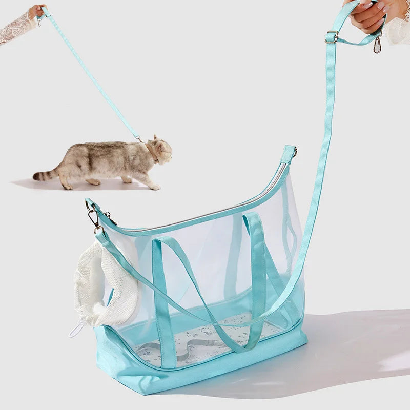 Mochila Transpirable para Gatos, Transportín Portátil para Mascotas Pequeñas, Perros Pequeños y Gatos, para Uso en Exteriores