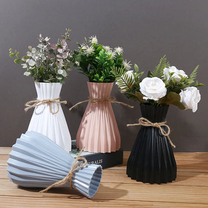 Creative Origami Style Plastic Flower Vase – Modern European Pleated Folding Decorative Vase for Fresh & Dried Flowers