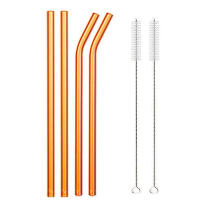 8.5 Inch Reusable Glass Straws Set, 8mm Multi-Color Drinking Straws, Eco-Friendly Glass Straws for Smoothies, Milkshakes, Cocktails and Cold Drinks
