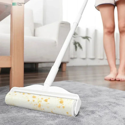 Long Handle Lint Roller – Retractable Pet Hair & Dust Remover for Clothes, Furniture, Bedding & Upholstery
