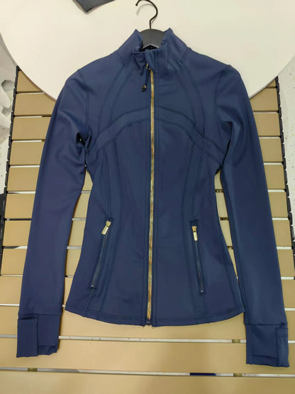 Chaqueta de yoga de mujer ajustada con cremallera – Top deportivo de cuello alto de secado rápido para gimnasio, running y fitness
