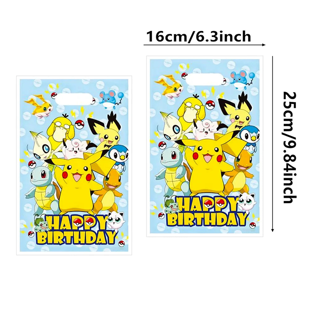 Pokémon Birthday Party Supplies Set – Paper Plates, Cups, Napkins, Tablecloth, Gift Bag Fillers & Guest Favors for Pikachu Party & Baby Shower