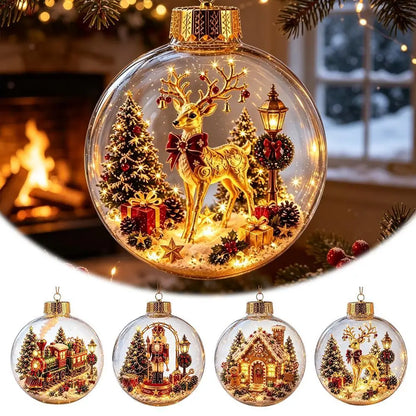 2026 Luminous Christmas Story Crystal Ball – Santa Claus, Snowman & Elk DIY Decoration with Gold Powder for Xmas Home & Party Decor