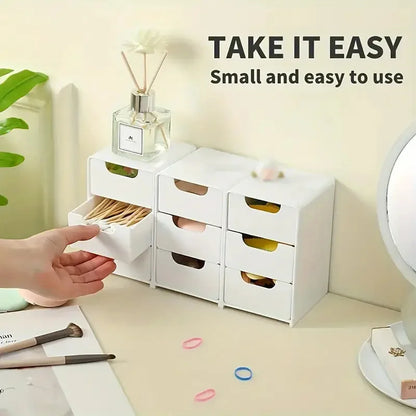 Organizador de almacenamiento de cosméticos de plástico de 3 niveles – Caja con cajones multifuncional para maquillaje, joyas, cuidado de la piel, material de oficina y organización de encimeras