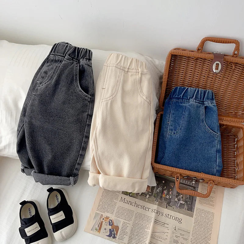 Pantalones vaqueros MILANCEL para bebé – Jeans lisos suaves para niños y niñas, pantalones informales para niños, parte inferior de moda cómoda para el uso diario de bebés y niños