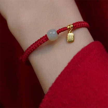 Pulsera de cuerda roja con nudo de la suerte – Pulsera de hilo ajustable hecha a mano para mujeres y hombres, regalo de joyería amuleto de la amistad
