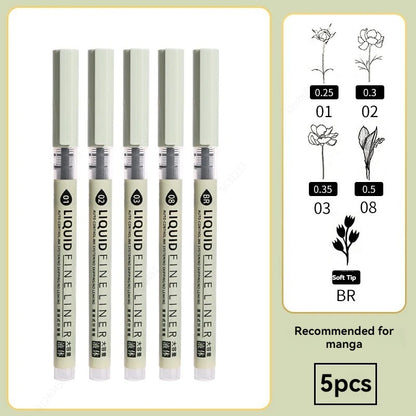 Set de marqueurs Manga – Stylos à croquis à pointe fine 5/8 pièces pour le dessin, l'illustration, la calligraphie et les fournitures scolaires