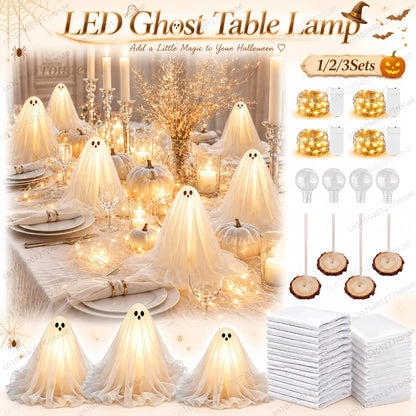 1/2/3 Sets Halloween Lighted Ghost DIY Decoration Kit, Warm White Spooky Table Lamp, Ghost Table Centerpiece, Indoor Halloween Party Decor and Festive Home Accessories