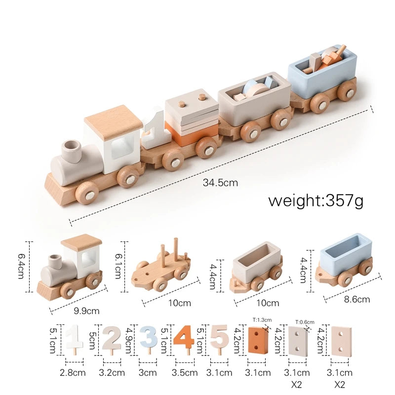Juguete de Tren de Madera Montessori – Carrito Educativo para Bebés con Bloques Numéricos, Juguete de Madera para el Aprendizaje Temprano, Regalo de Actividad de Aprendizaje Preescolar para Niños Pequeños