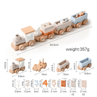 Juguete de Tren de Madera Montessori – Carrito Educativo para Bebés con Bloques Numéricos, Juguete de Madera para el Aprendizaje Temprano, Regalo de Actividad de Aprendizaje Preescolar para Niños Pequeños