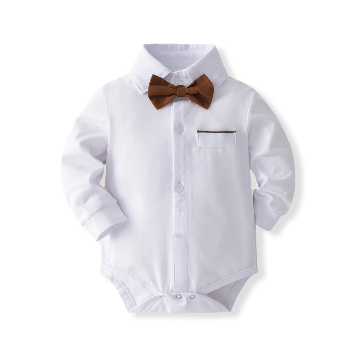 Baby Boy Gentleman Long Sleeve Romper with Bow – 3-24 Months Spring Autumn Winter Birthday Bodysuit, Cute Formal Baby Outfit