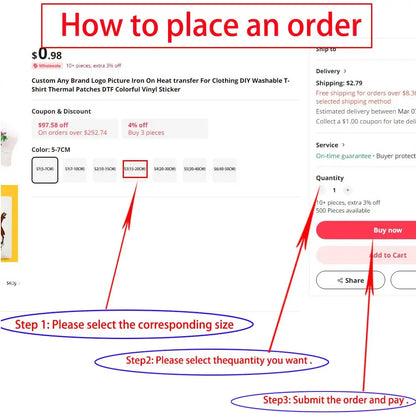 Parches termoadhesivos DTF personalizados – Pegatinas termoadhesivas con logo y foto para ropa | Transferencias térmicas lavables DIY para camisetas