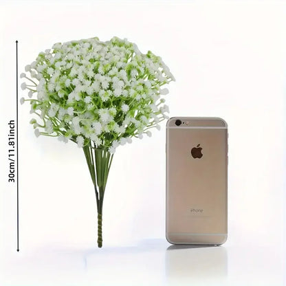 90 unidades de flores artificiales de paniculata de tacto real – Ramo de gypsophila sintética resistente a la oxidación con tallos | Decoración para el hogar, la oficina y bodas