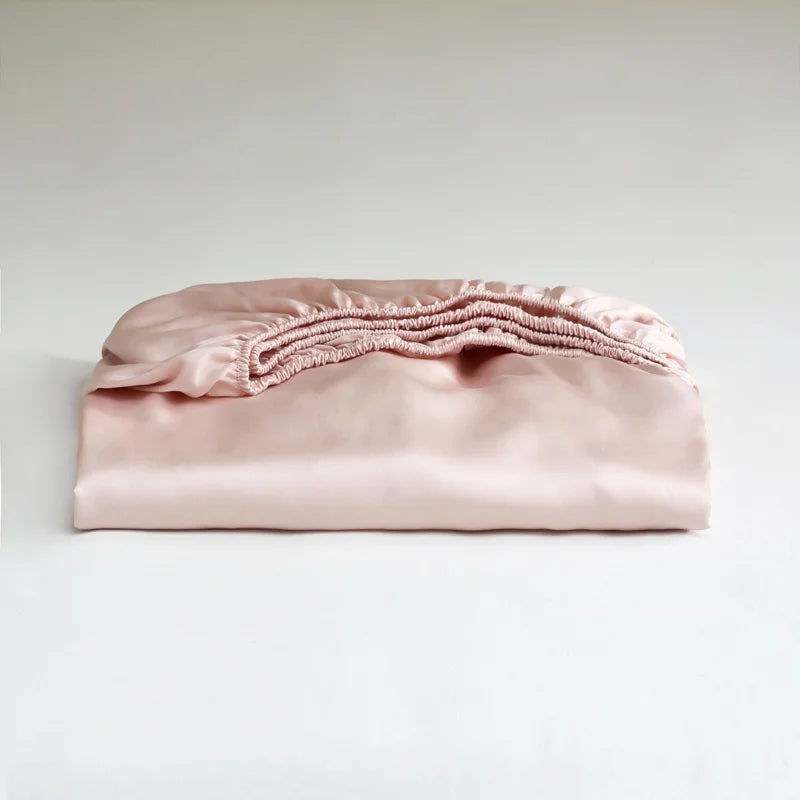 Luxury Mulberry Silk Fitted Sheet – Soft Elastic Mattress Cover for Single, Double, Queen & King Beds