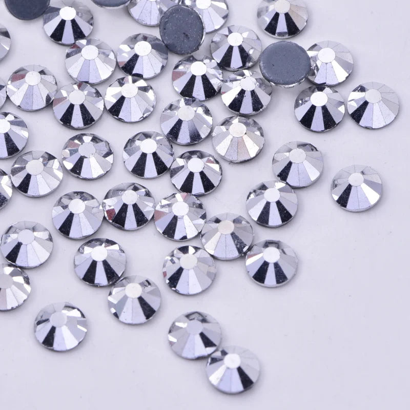 Set de diamantes de imitación de fijación en caliente de 1440 piezas – Piedras de cristal brillante de base plana para decoración de uñas, ropa y manualidades