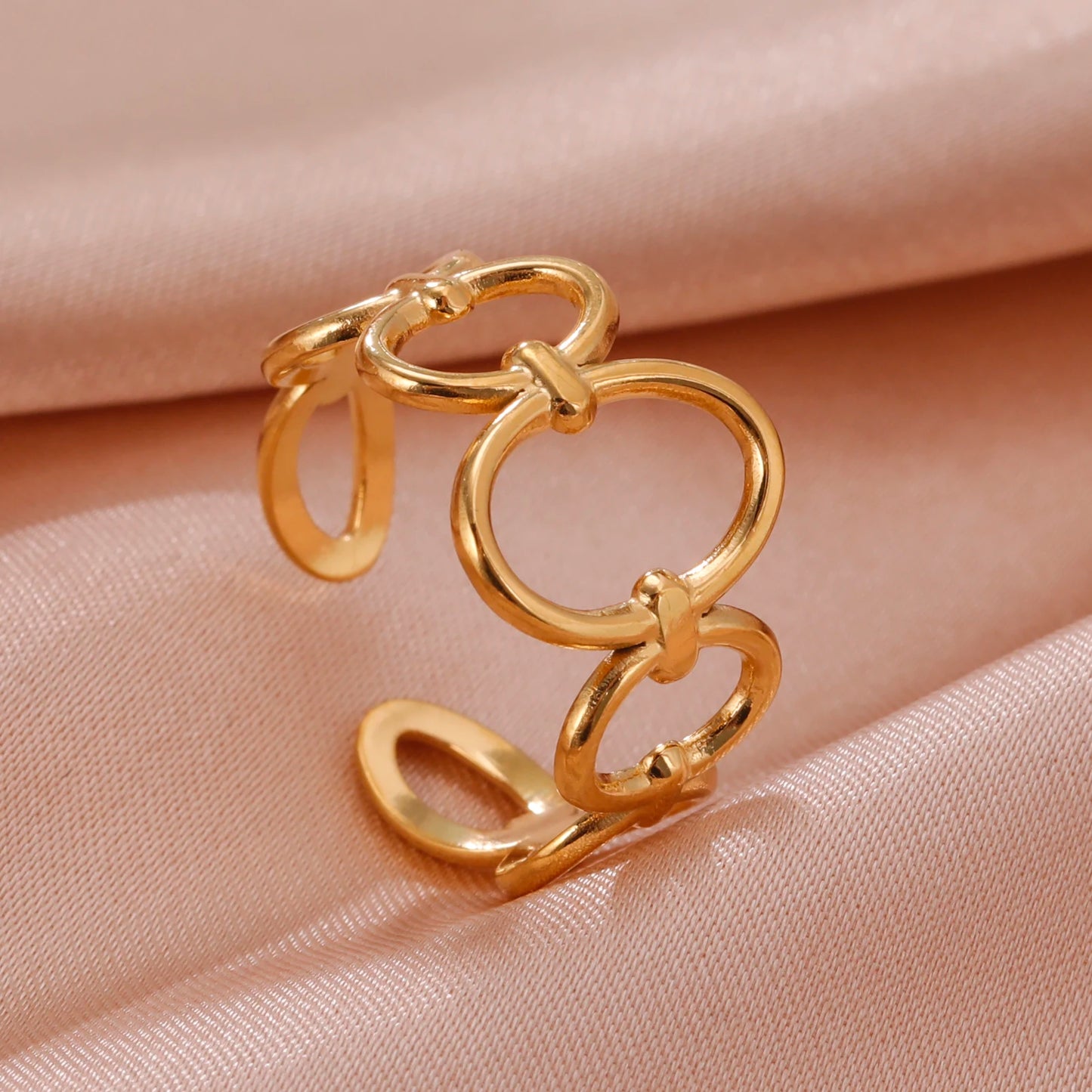 Bague Skyrim en acier inoxydable cœur géométrique pour femme, réglable, ouverte, pour fête, esthétique