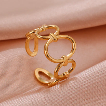 Bague Skyrim en acier inoxydable cœur géométrique pour femme, réglable, ouverte, pour fête, esthétique