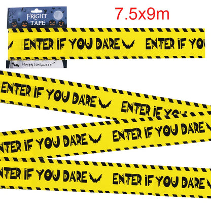 Halloween Warning Tape – Scary Caution & Hazard Tape Roll for Indoor & Outdoor Party Decorations, Spooky DIY Props & Haunted House Decor