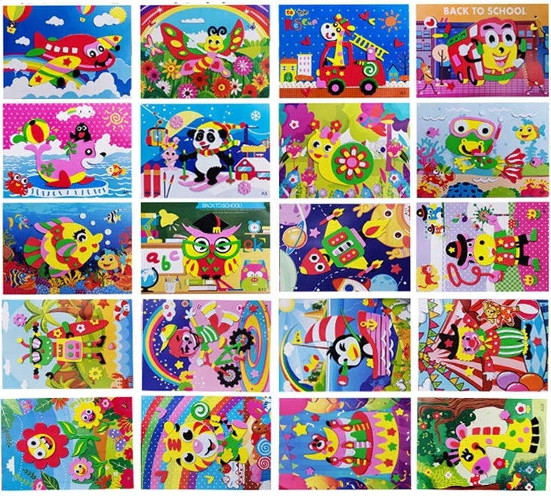10/20PCS Pegatinas de Animales 3D de Goma EVA – Juego de Manualidades de Puzle de Dibujos Animados para Niños, Juguete Educativo Creativo, Regalo de Actividad Artística de Múltiples Diseños