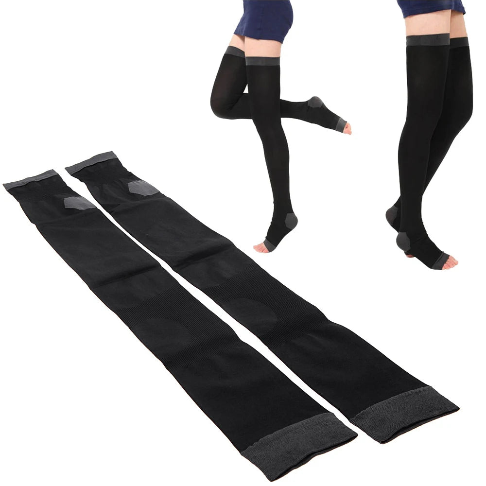 Open Toe Compression Socks – Calf Support Sleeves for Men & Women (Running, Cycling & Sports Recovery)