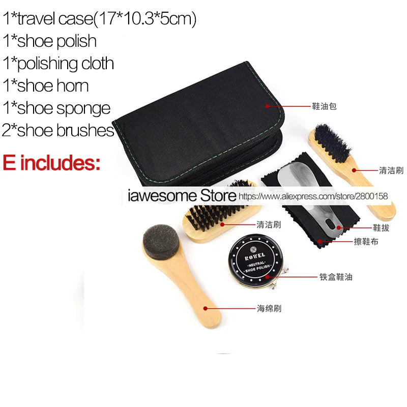 Professional Shoe Care Kit – Portable Leather Shoe Cleaning & Polishing Set with Brush, Shoehorn & Shine Tools for Boots & Sneakers