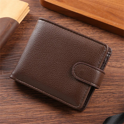Billetera de cuero de gran capacidad para hombre con ventana para identificación, ranuras para tarjetas y monedero.