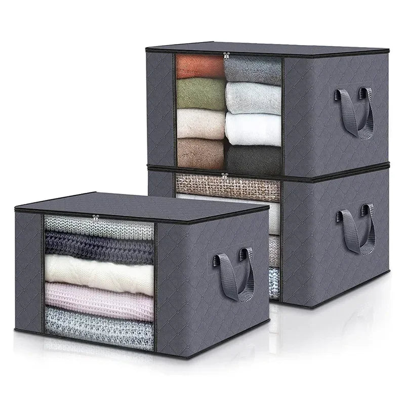 Bolsa de almacenamiento plegable de gran capacidad – Contenedor organizador de ropa y mantas para armarios, guardarropas y organización del hogar