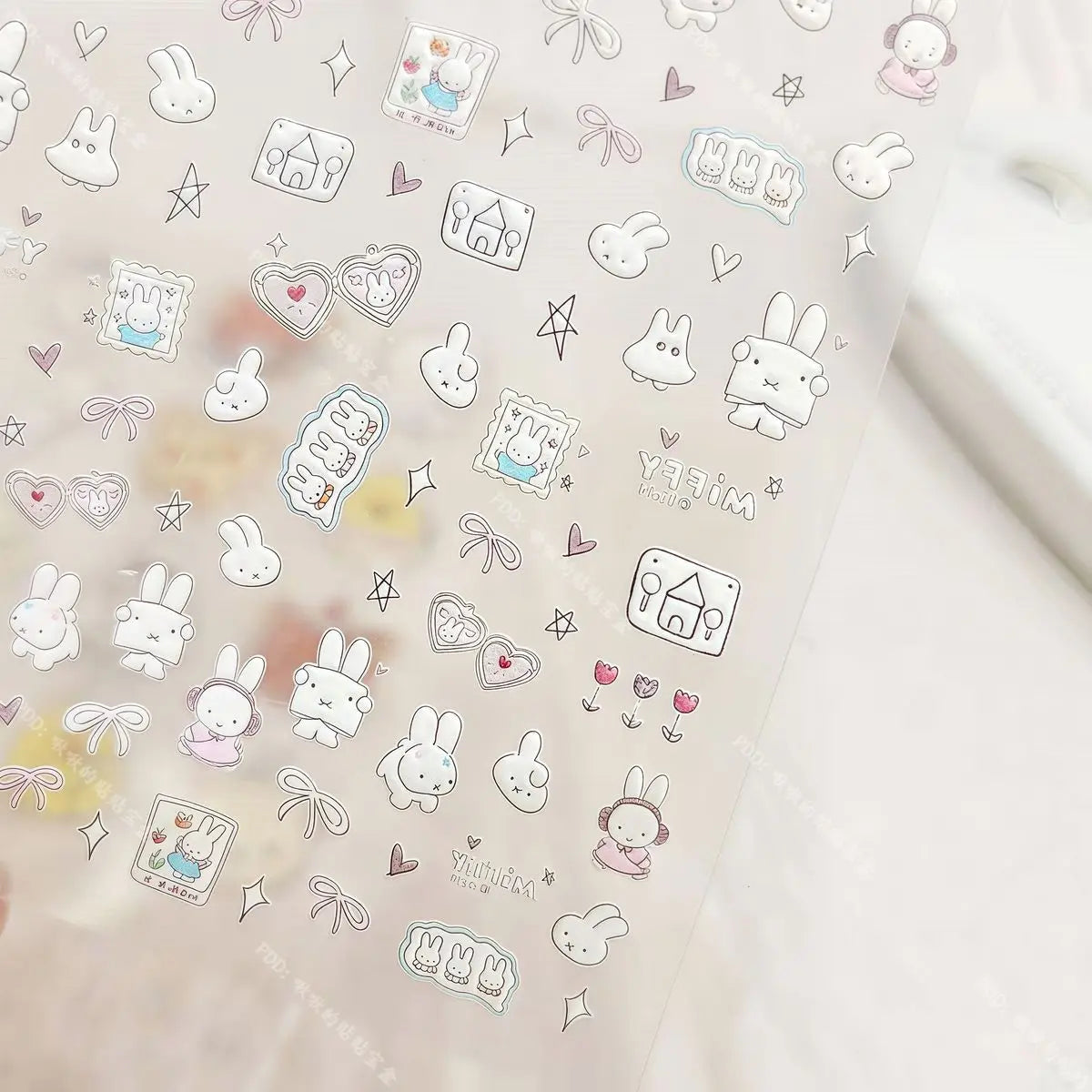 Cute Miffy 3D Nail Stickers – Kawaii Anime Glass Camera Nail Art Decorations (Holiday Gift Set)