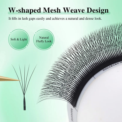 NAGARAKU V Shape Premade Eyelash Extensions – 2D/3D/4D/5D W Volume Fans for Natural Soft Fluffy Volume Lash Look