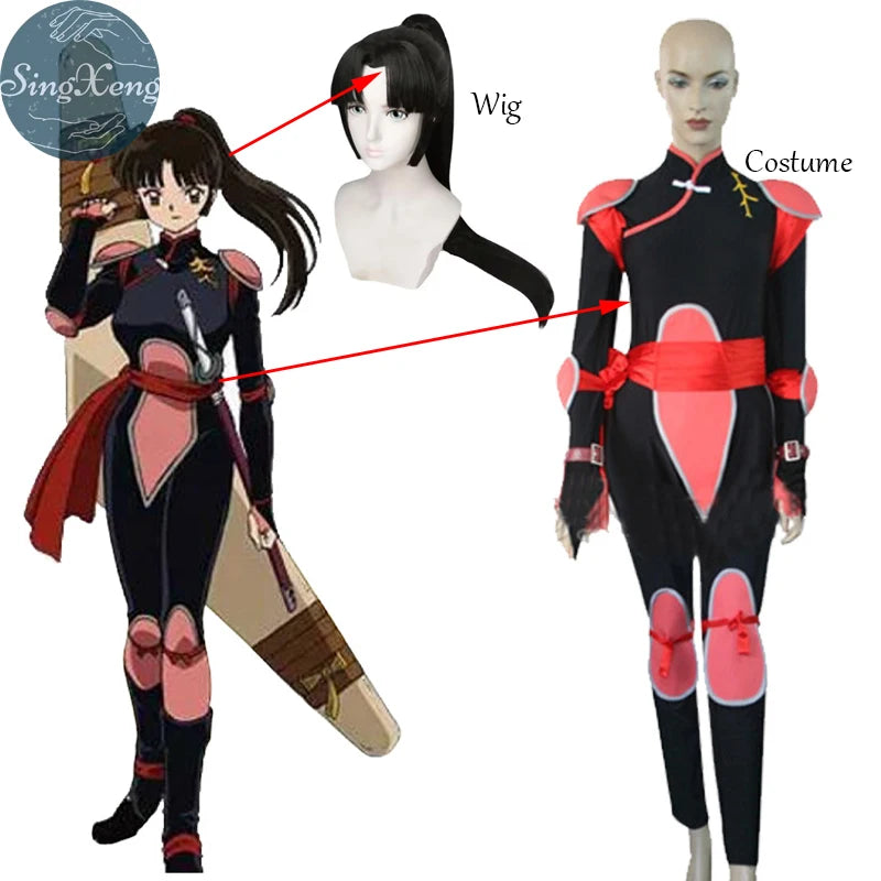 Inuyasha Sango Cosplay Costume for Women – Black & Red Jumpsuit Outfit