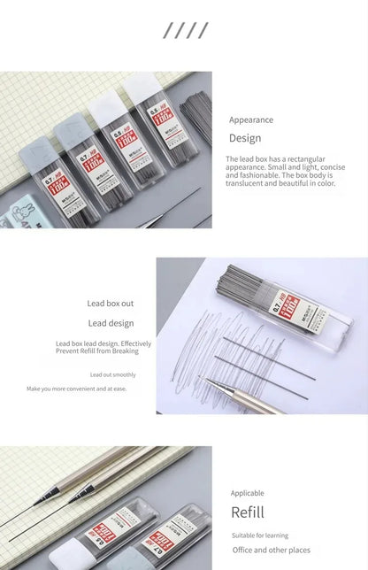 Mines de crayon mécanique 2B/HB – Recharges de graphite de 0,5 mm et 0,7 mm pour l'écriture, le dessin, l'esquisse, les fournitures scolaires et de bureau