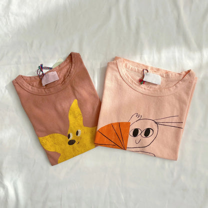 Camiseta de algodón con dibujos animados para niños 2025 – Top de manga corta estilo coreano de primavera-verano para bebés niños y niñas, ropa exterior informal para uso diario.